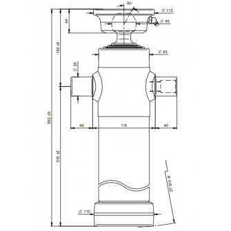 Teleskopski cilinder 3 stopnje 5 ton 1490 mm s kroglo 2038S